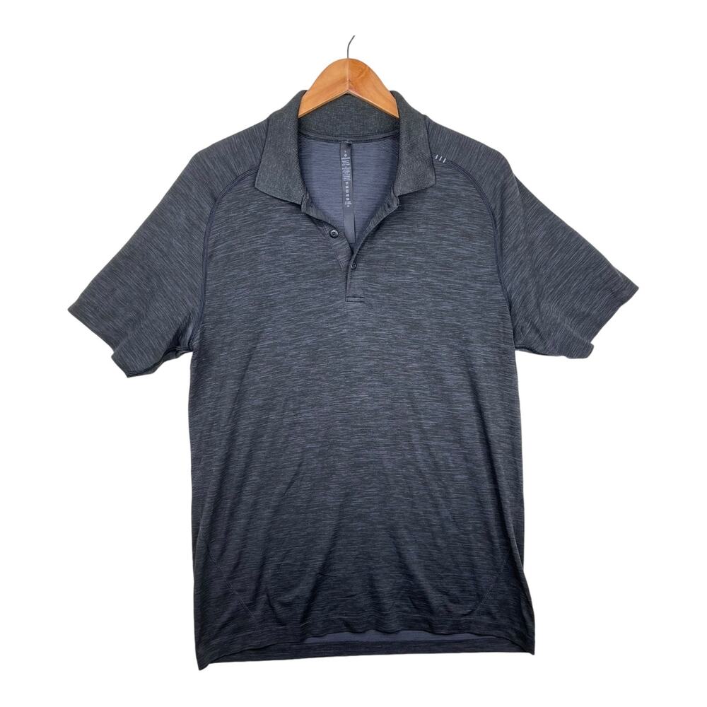 Lululemon Black Vent Running & Training Tech Short Sleeve Polo Shirt Size Large